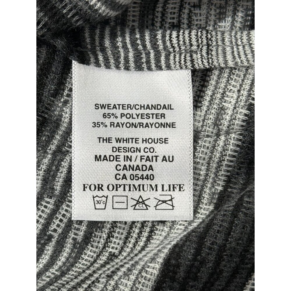 Simpli Womens Size 8 Chic Black Gray Striped Long Open Cardigan Sweater - Picture 7 of 8